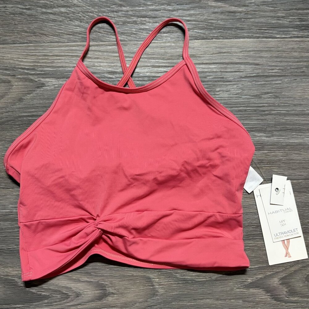 NEW Habitual Girls Twist Front Tankini Size 12 Youth Coral Pink UPF 50 Swim Top